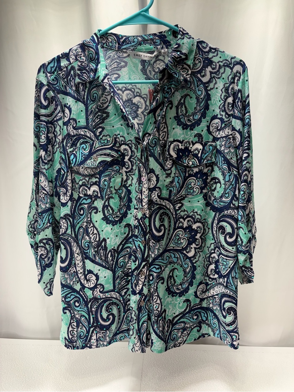 Mint Paisley Button-Down Shirt - Relaxed Fit 4360